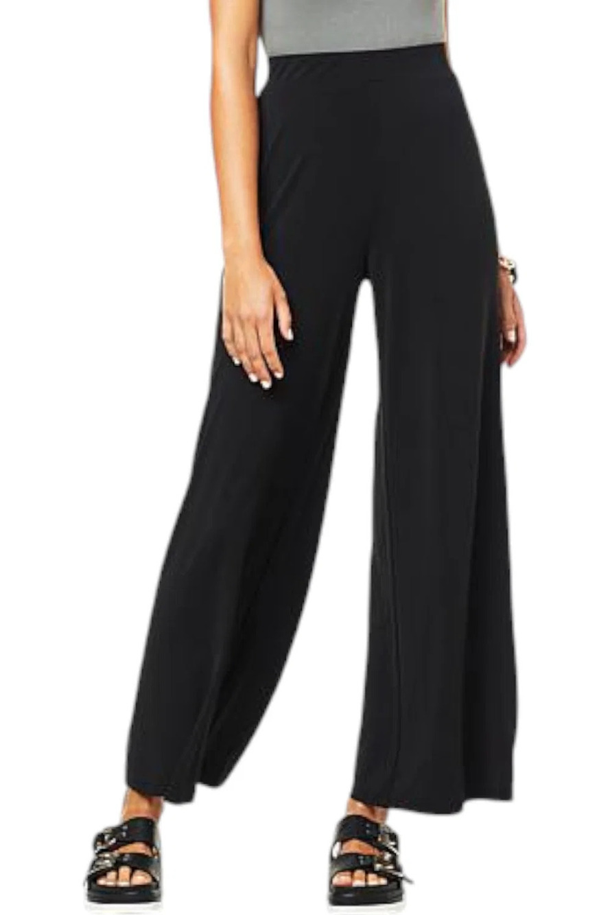 Shavonne Dorsey Women's Leather Insert Wide Leg Pants Black - Regular